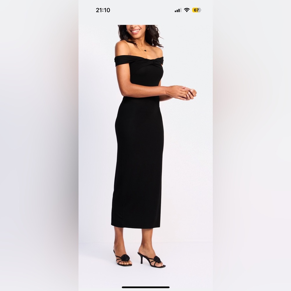 NWT Chic Off-Shoulder Black Midi Dress